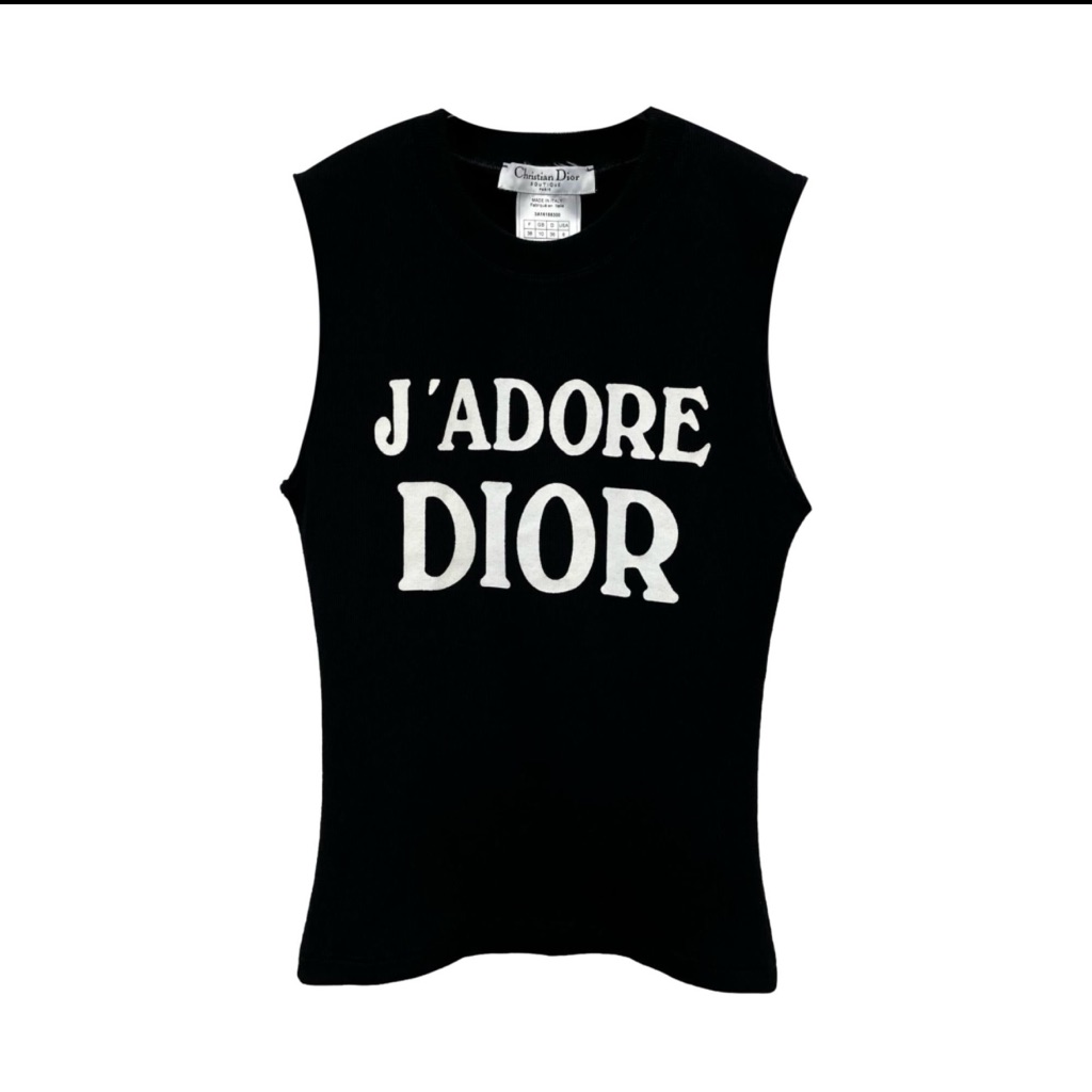 Dior Black Tank Top With White Print